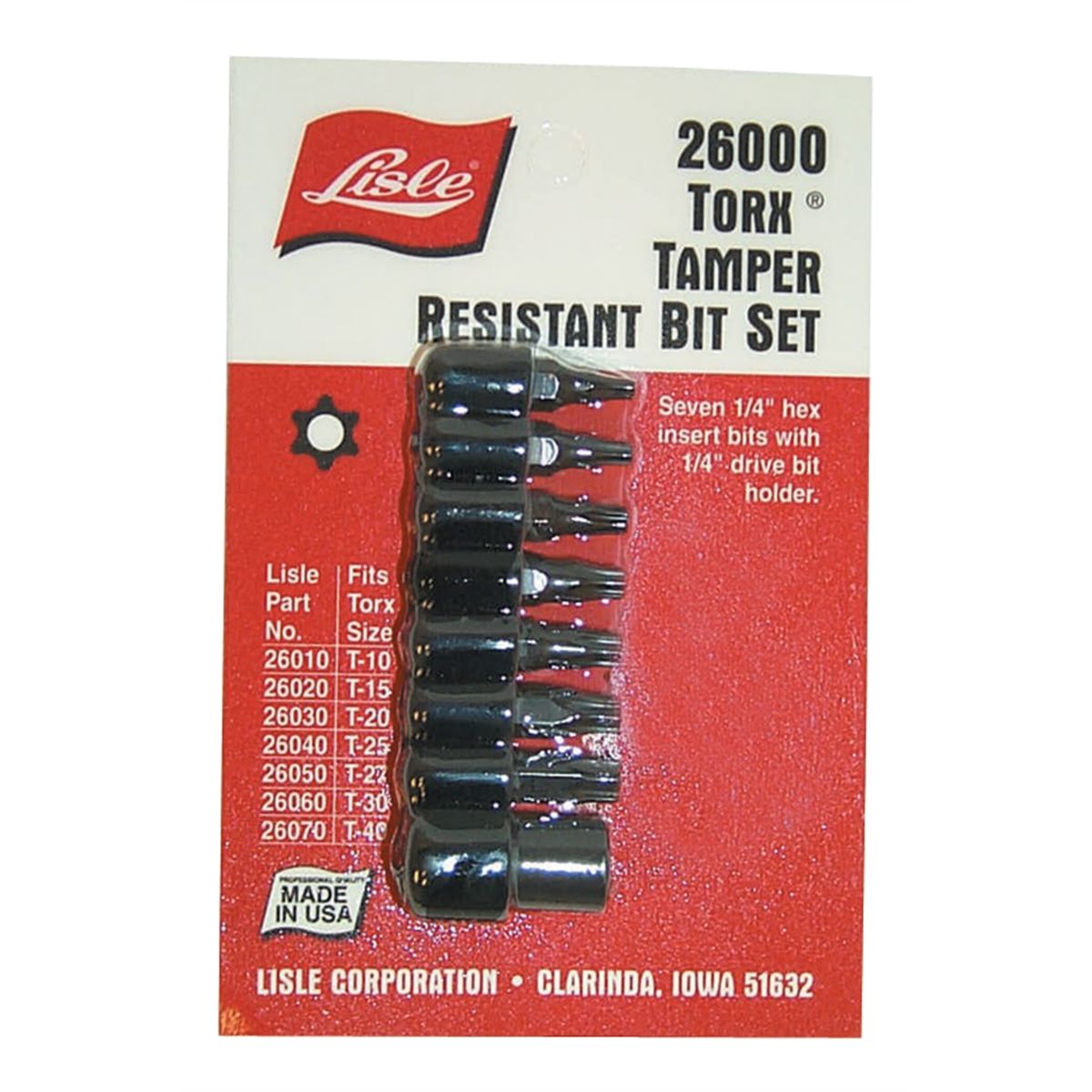 1/4 In Drive Torx Tamperproof Bit Set - 8 Pc - T-10 to T-40