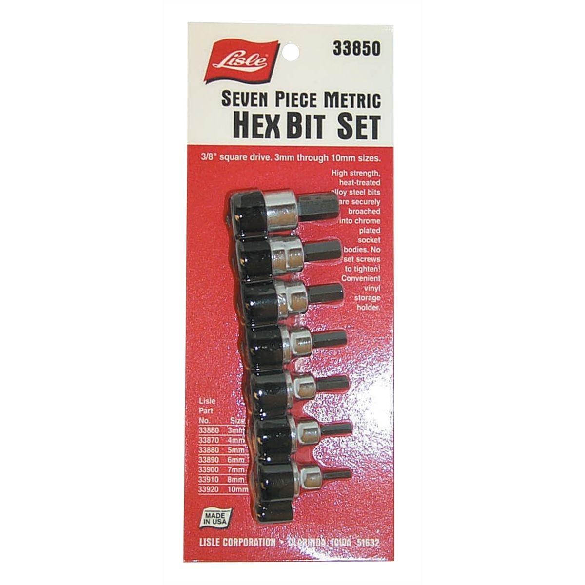 3/8 In Square Drive Metric Hex Bit Set - 7 Pc