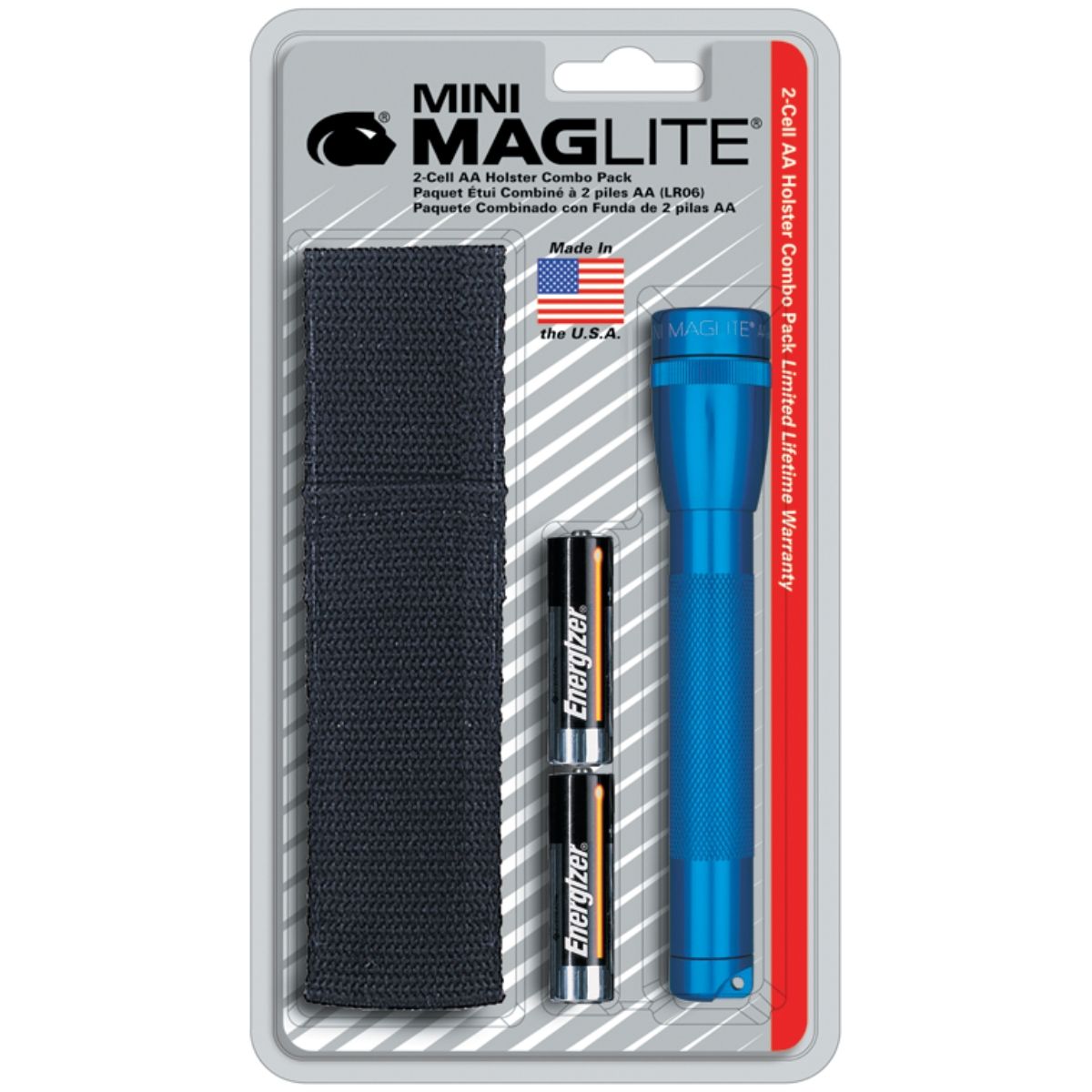 Mini MAGLITE AA Flashlight Holster Combo Pack - Blue
