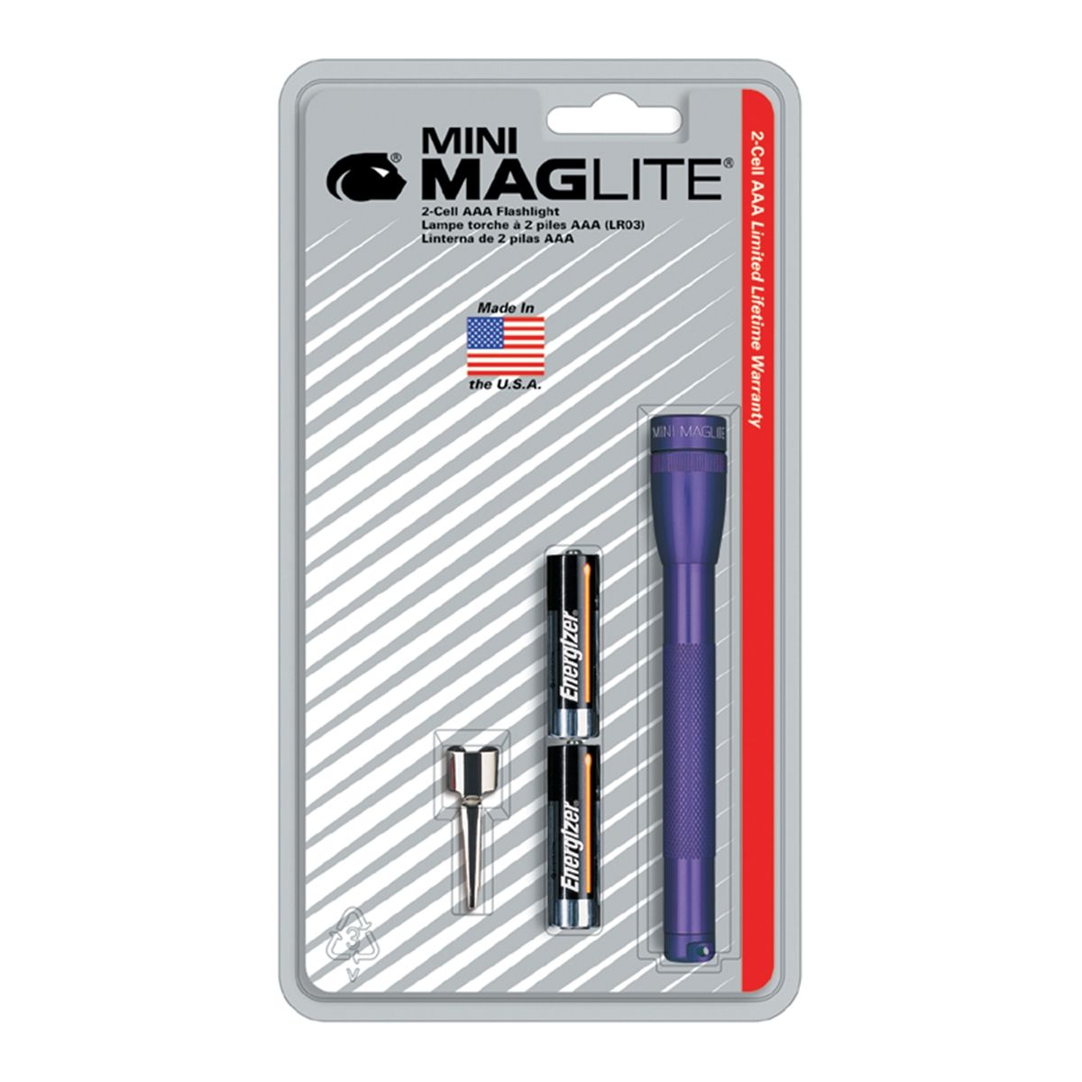 Ultra Mini Flashlight - 2-AA Cell - Purple