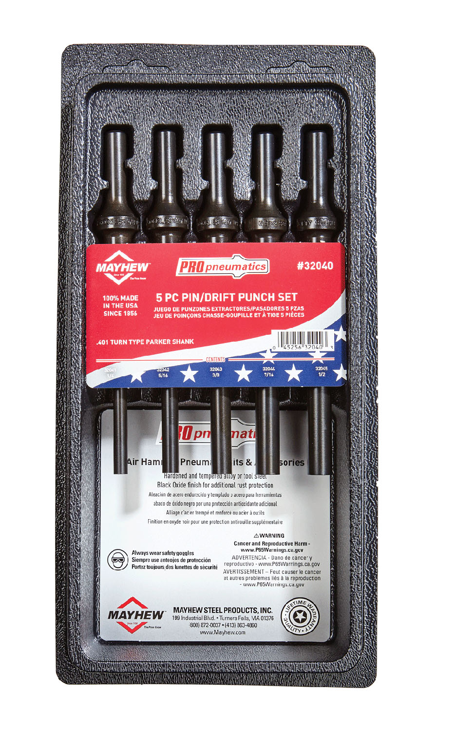 5PC PNEU PIN/DRIFT PUNCH S