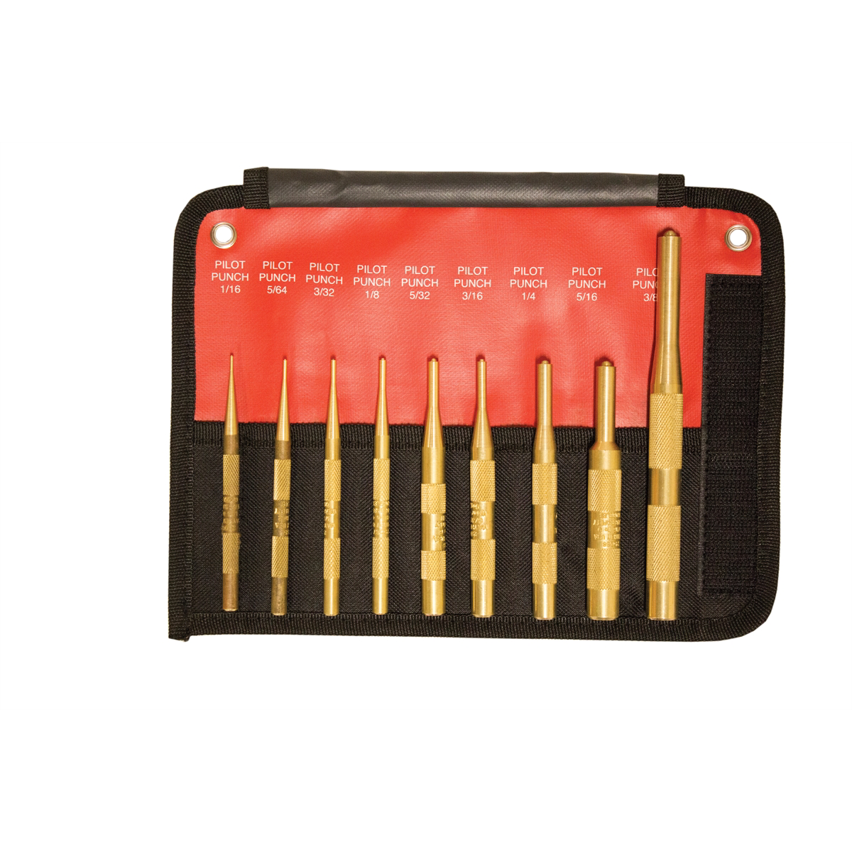 Mayhew 9-Piece Brass Roll Pin Punch Set Non-Marring