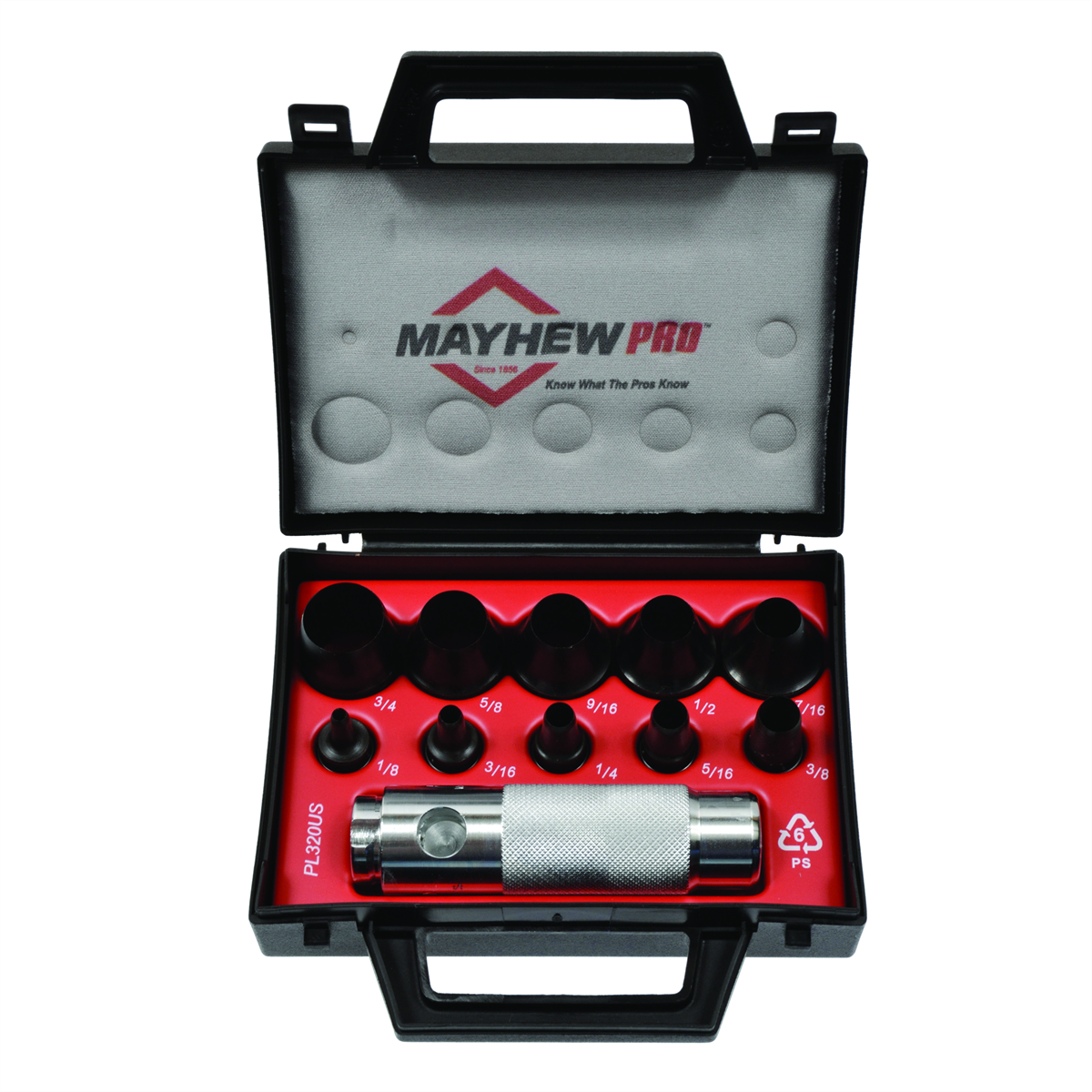 11pc Hollow Punch Set (1/8 - 3/4), Mayhew Tools