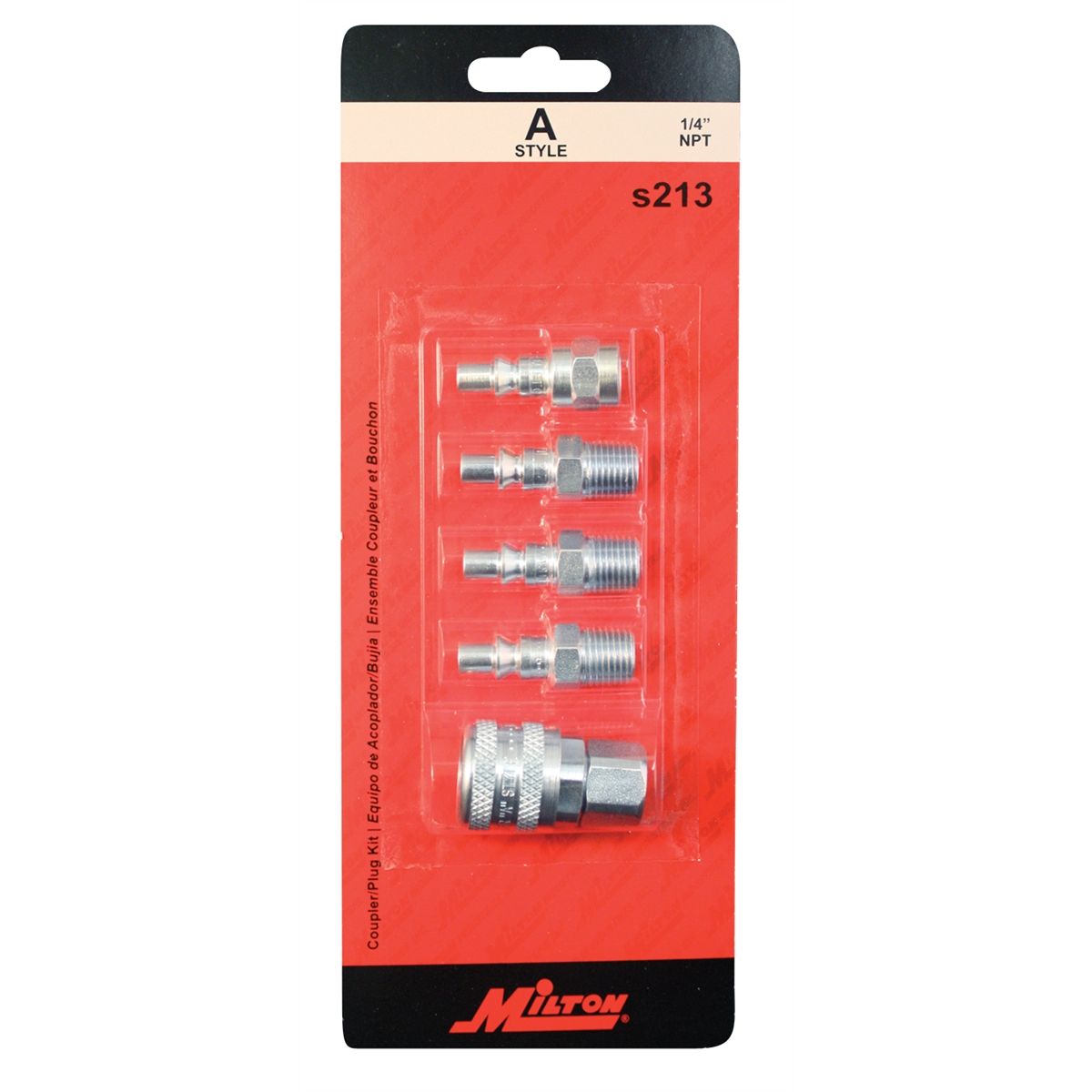 5 Piece 1/4" NPT A-Style Air Coupler and Plug Kit
