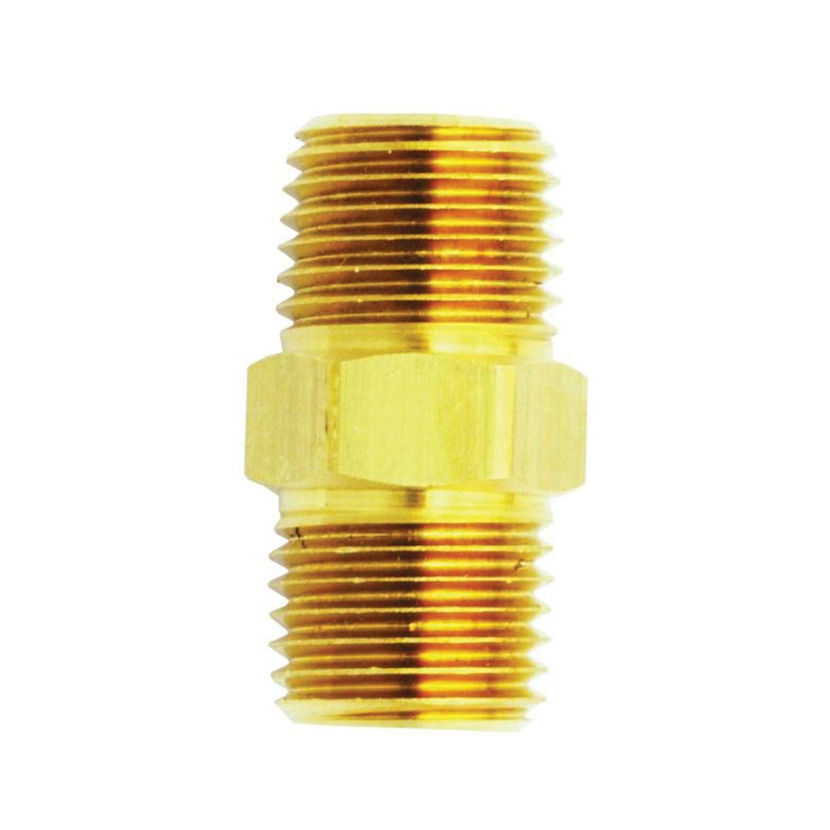 Brass Fitting Male Hex Nipple 1/4 In NPT x 1/4 In NPT 2/Pk