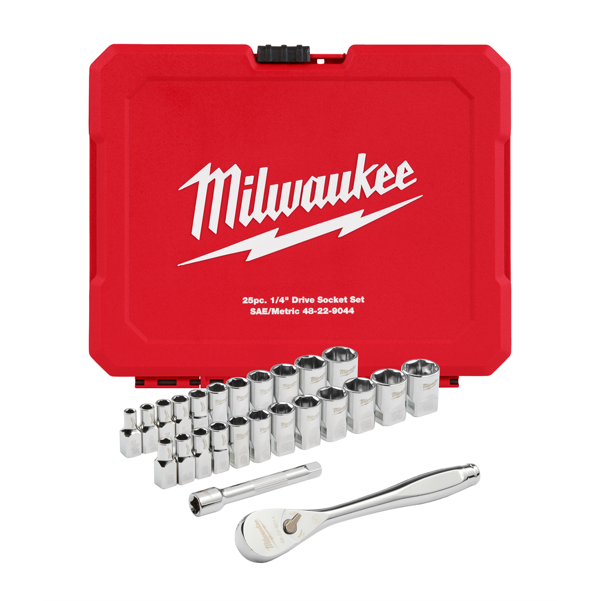 25pc 1/4" Drive Metric & SAE Ratchet and Socket Set with FOUR FL