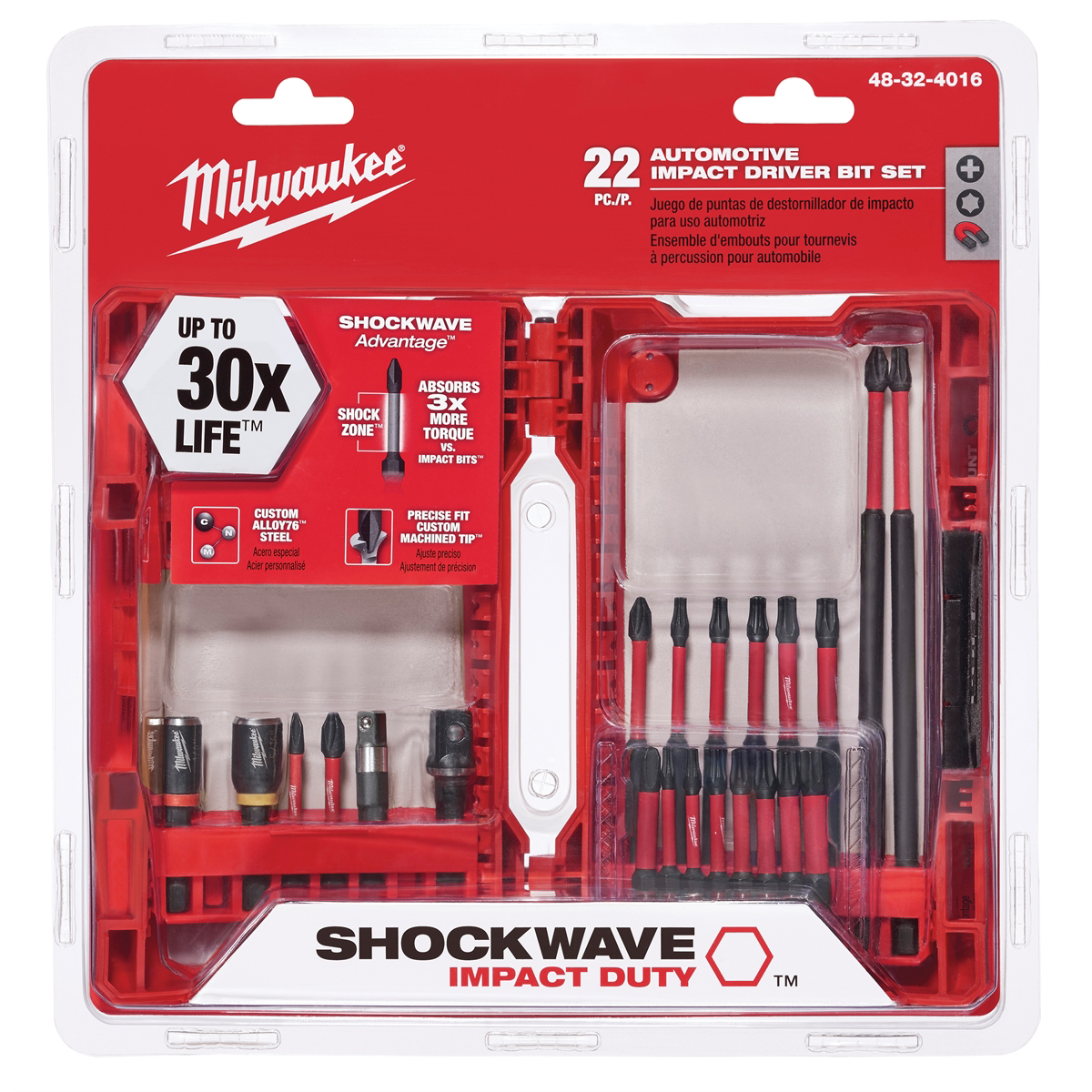 22PC Shockwave Automotive Impact Bit Set