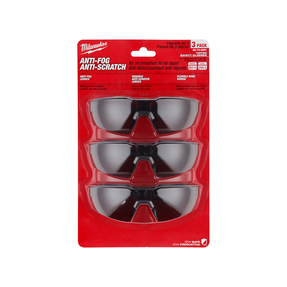 3PK Tinted Safety Glasses