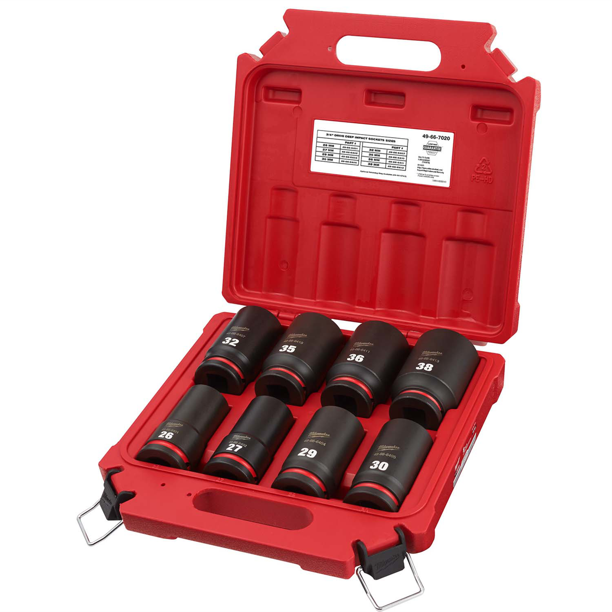 Milwaukee SHOCKWAVE 8PC 3/4" Drive Metric Deep Socket Set