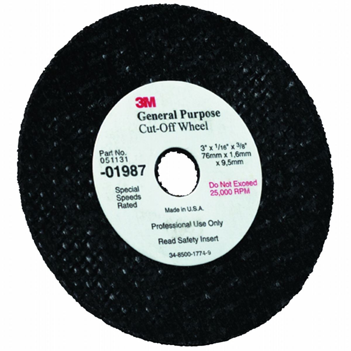 Cutoff Wheel 3 x 1/32 x 3/8 Inch