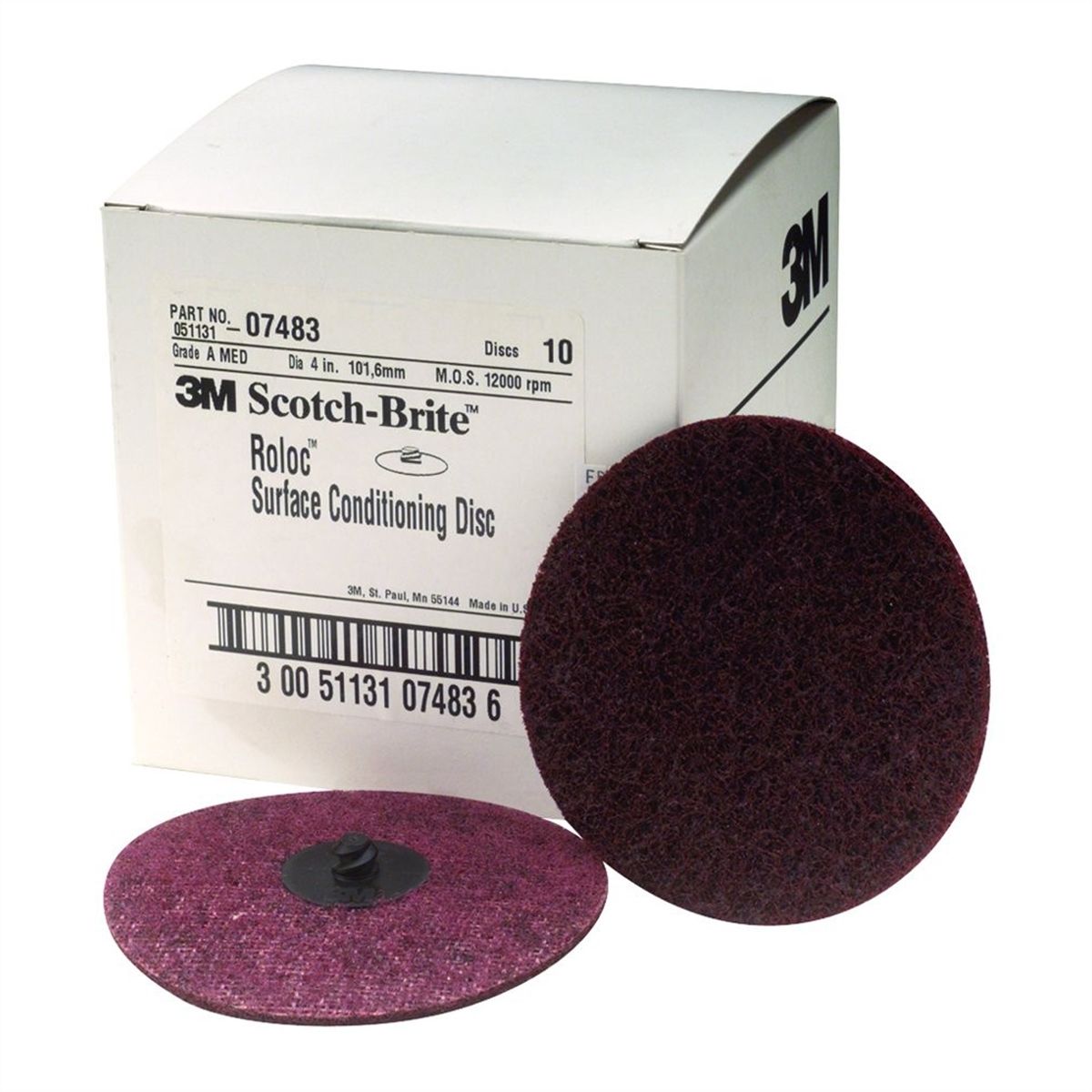 25 Per Box Blue 3M 07513 3/" Scotch Brite Roloc Surface Conditioning Discs