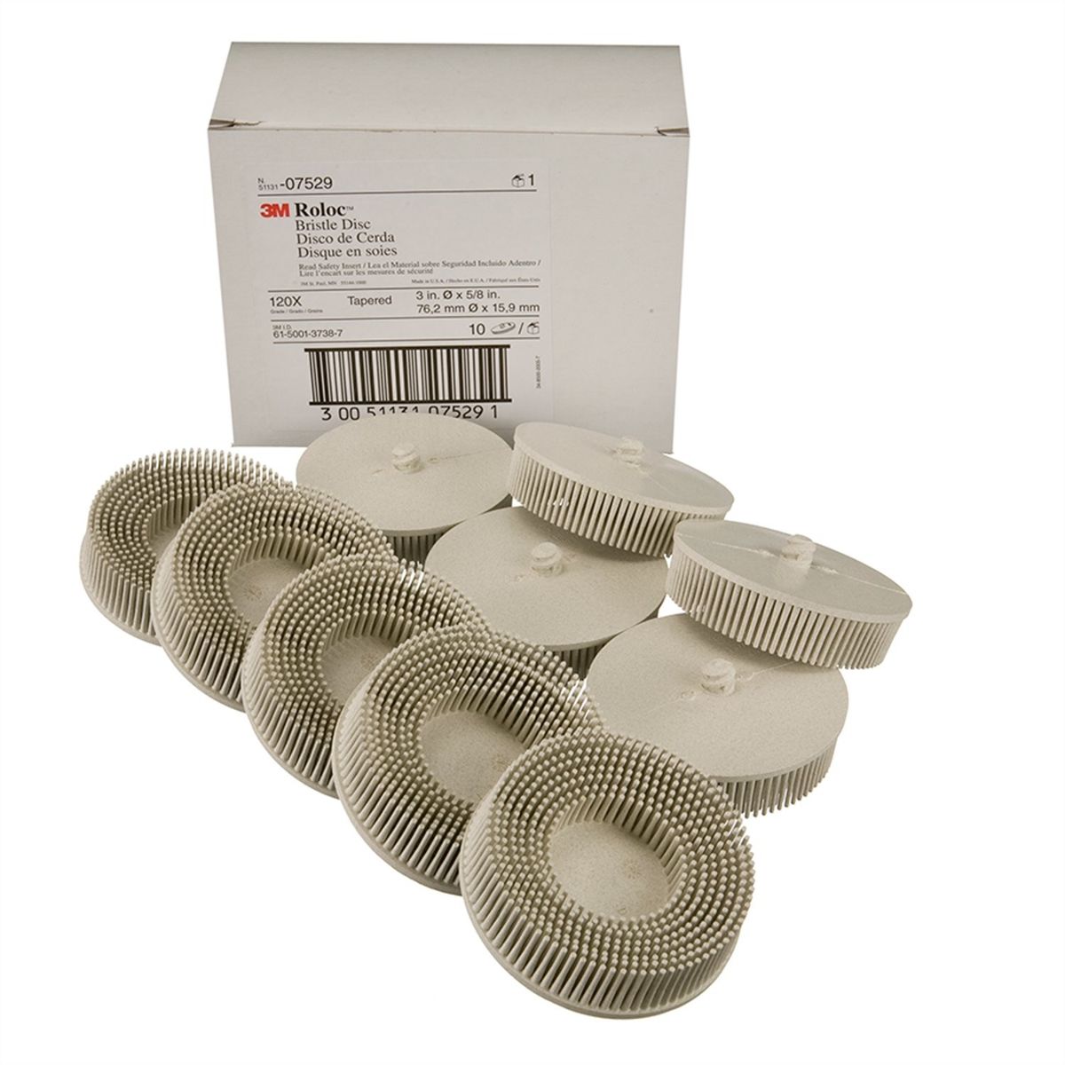 Roloc Bristle Discs 3 In 120 Grit White 10/Box