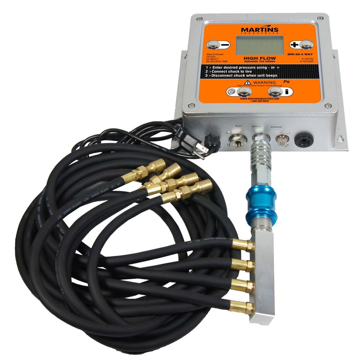 Automatic 4-Way Tire Inflator 145PSI with LCD & Memory