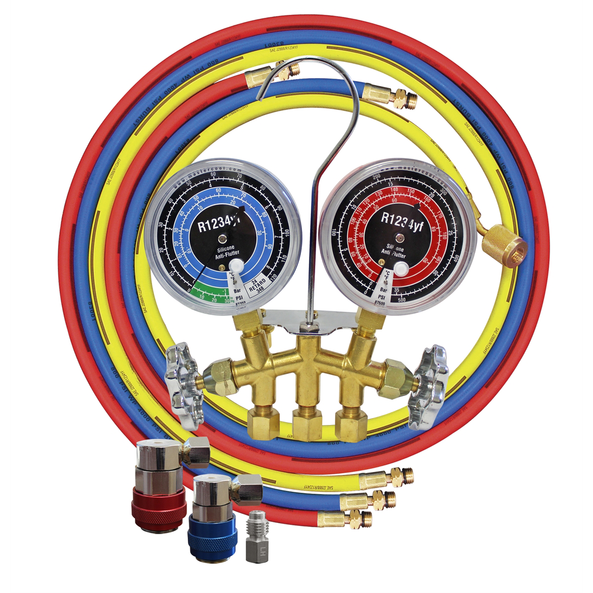R1234yf Brass gauge set 60" hoses and couplers