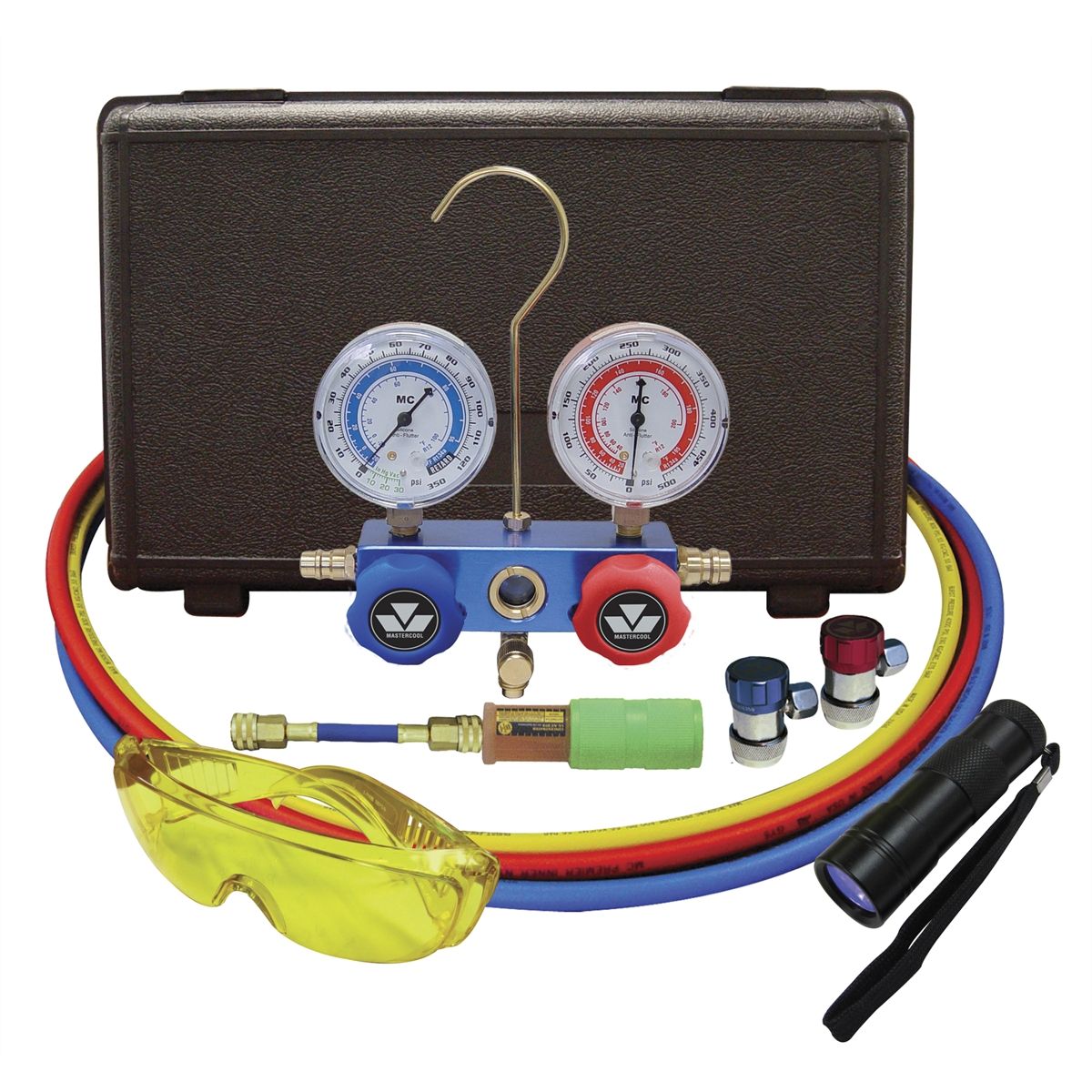 134A Manifold Gauge Set wi UV Dye Kit & 12 LED UV Light
