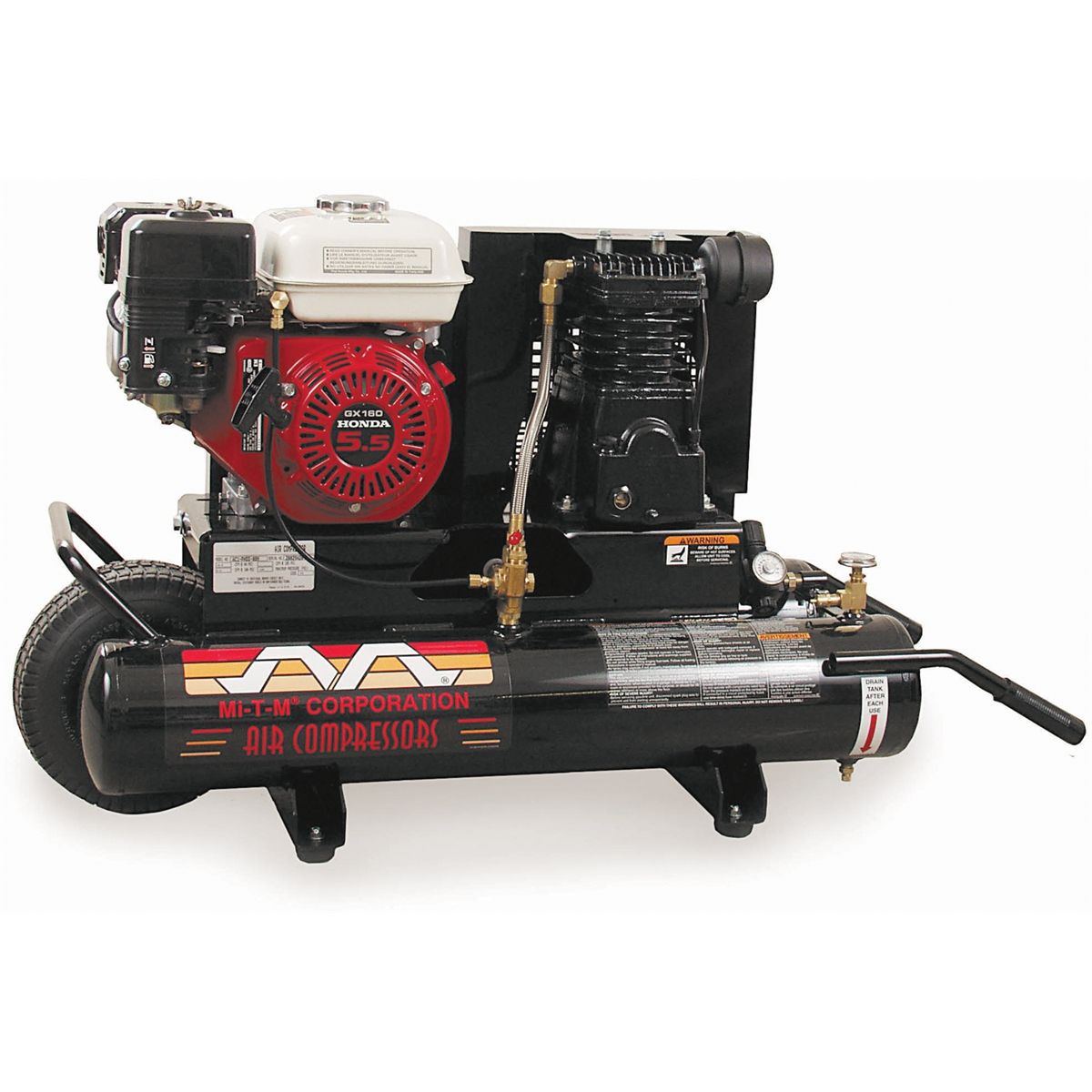 5.5 HP Honda, 8 Gallon, 1-Stage, 9.0 CFM Portable Air Comp