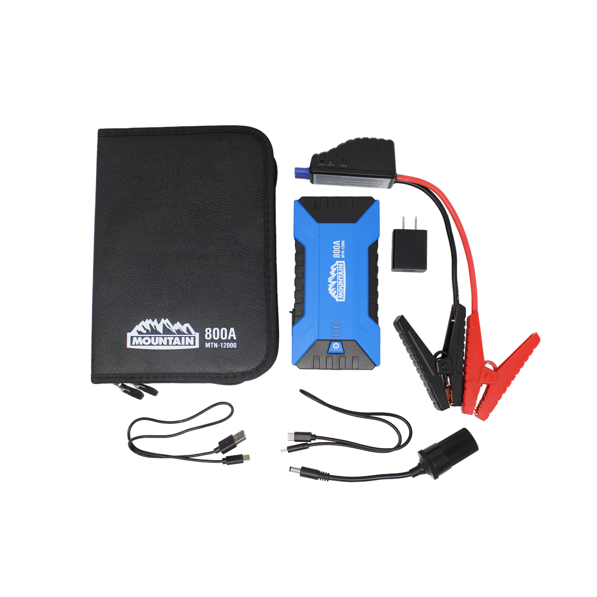 Compact jump starter 800 amp, 12-volt, 12,000mAh