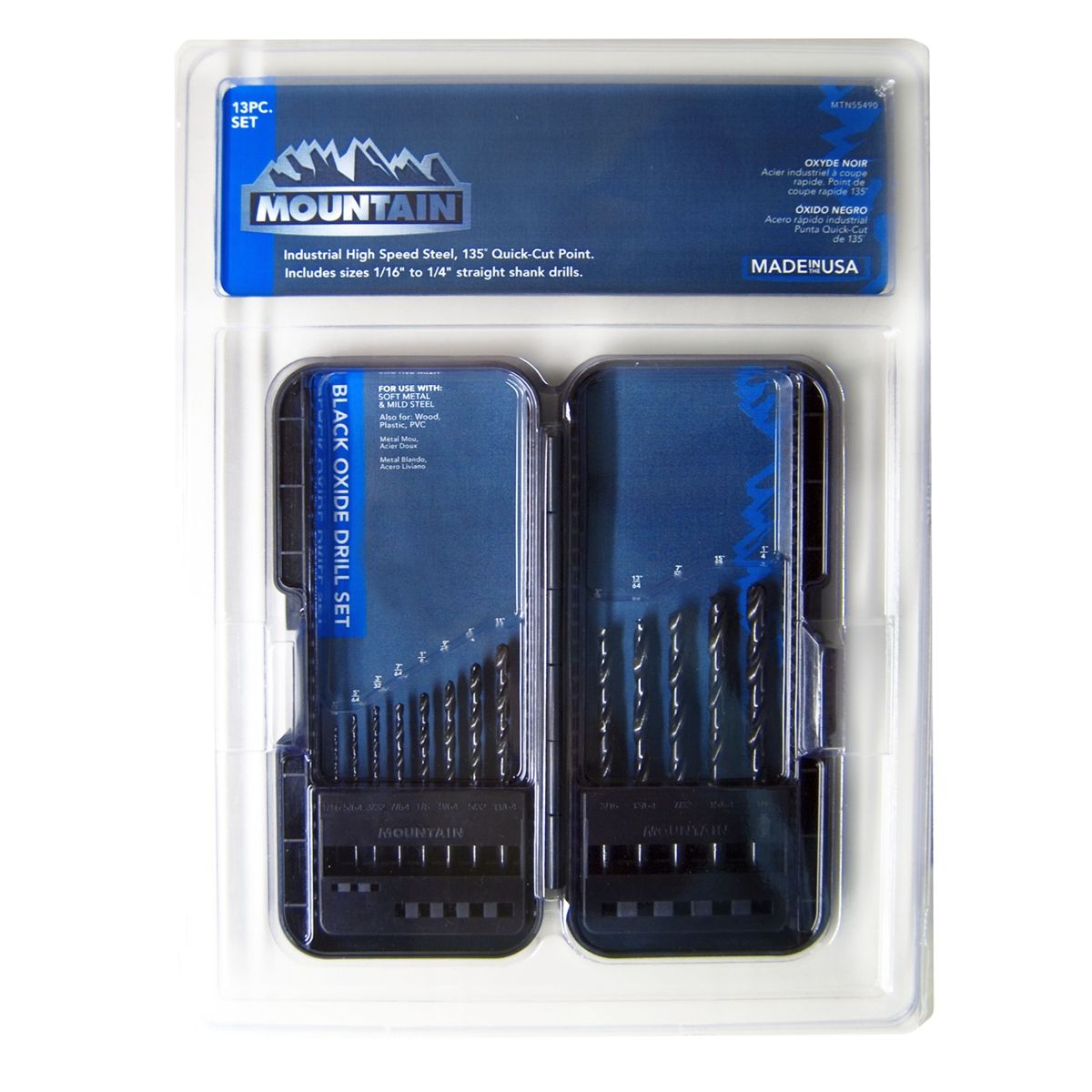13 Piece Black Oxide Mountain Drill Bit Set