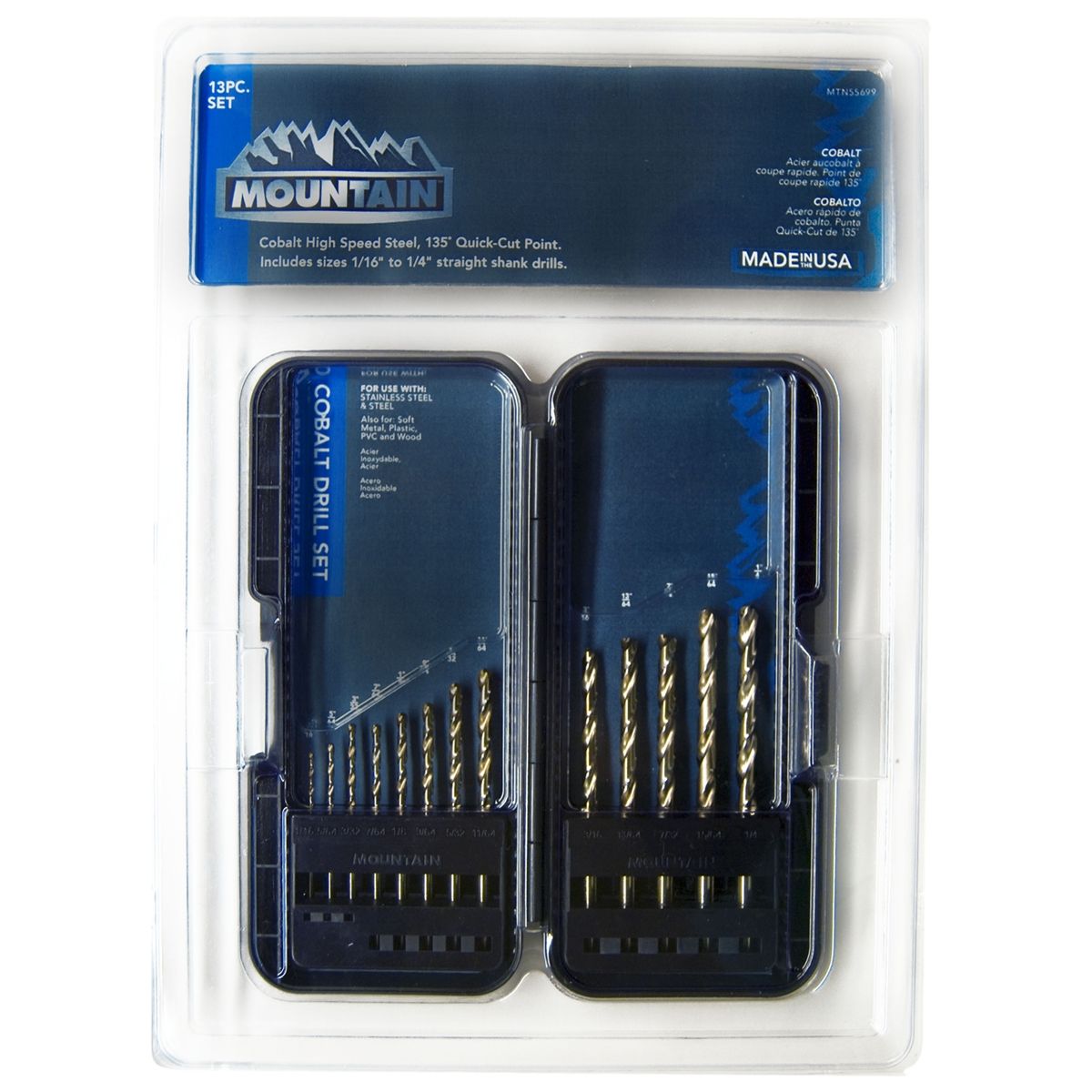 13 Piece Cobalt Mountain Drill Bit Set