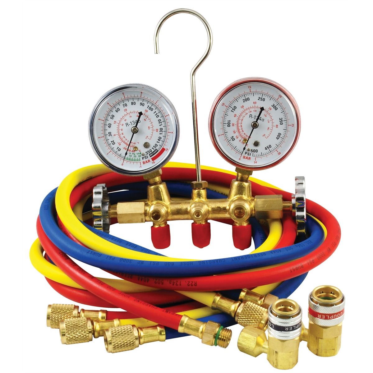 R134A Brass Manifold Gauge Set with Couplers