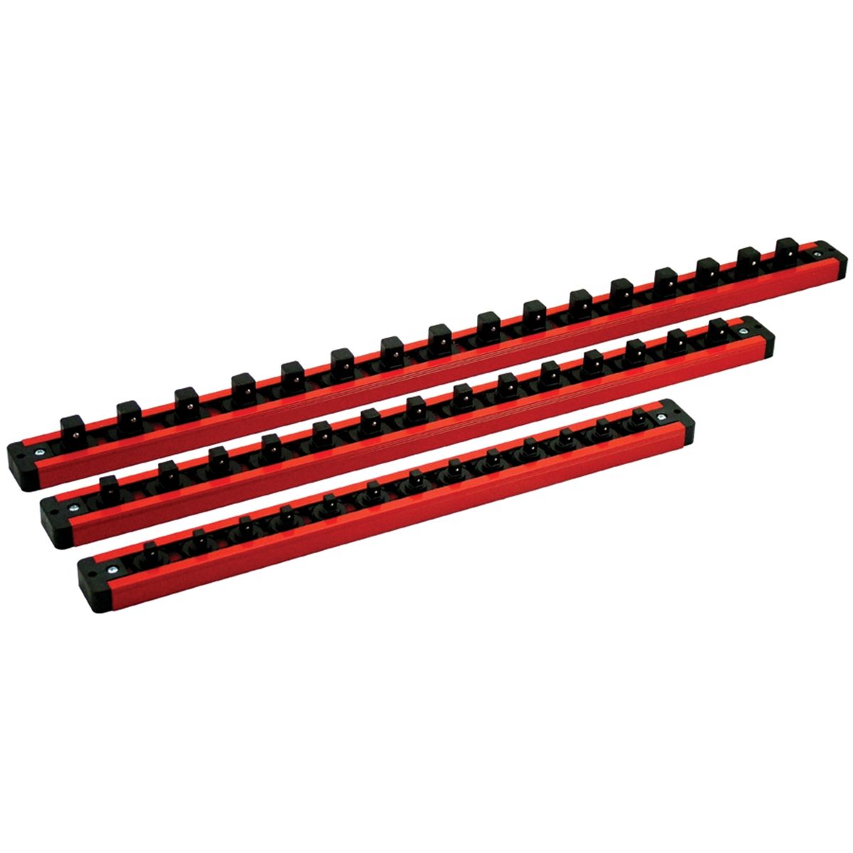 1/4, 3/8 & 1/2 Inch Drive Lock-A-Socket Rails, 3 Each