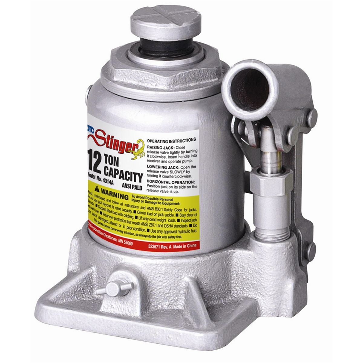 c. 12-Ton Shorty Hydraulic Bottle Jack