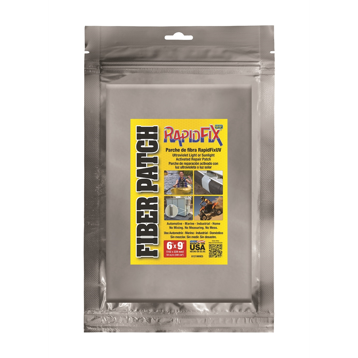 RapidFix UV Fiber Repair Patch 6"x9" Durable Seal