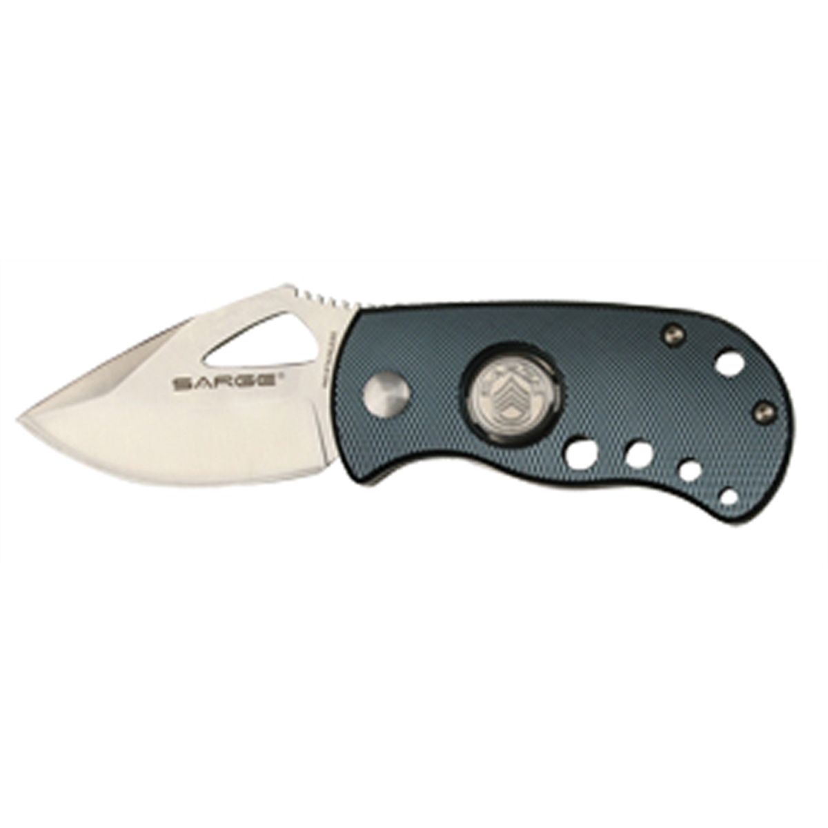 3-1/8" Folding Knife with Blue Diamond Cut Anodized Aluminum Han