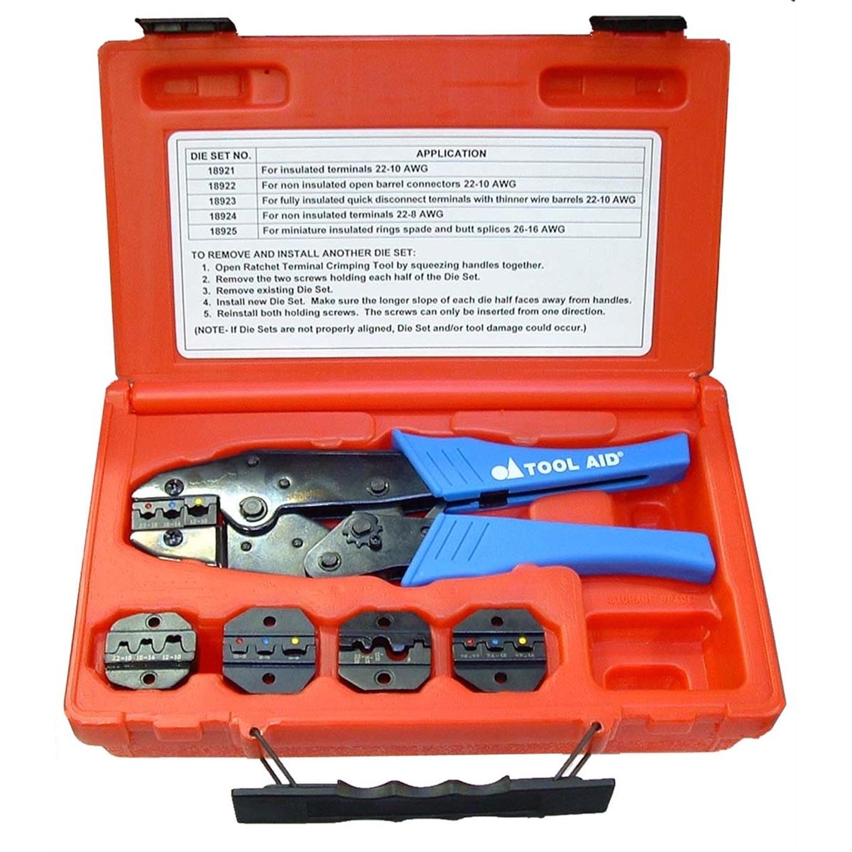 Ratchet Crimper & Dies Non insulated Terminal Open and Barrel Terminal 