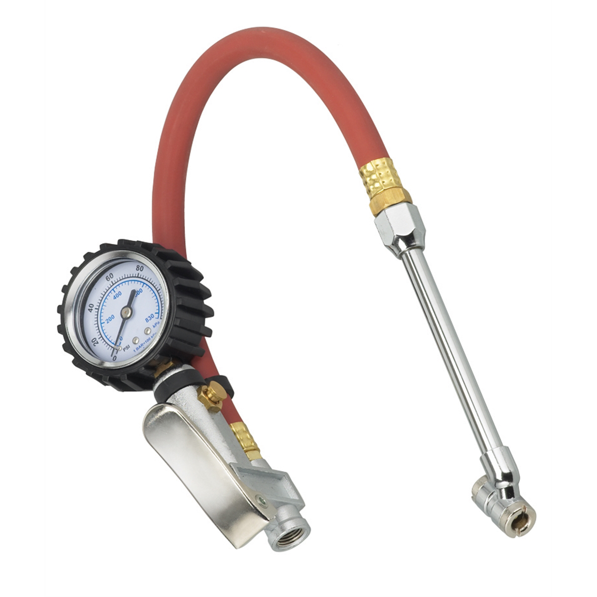 Dual Head Tire Inflator with Dial Gauge & Swivel Hose
