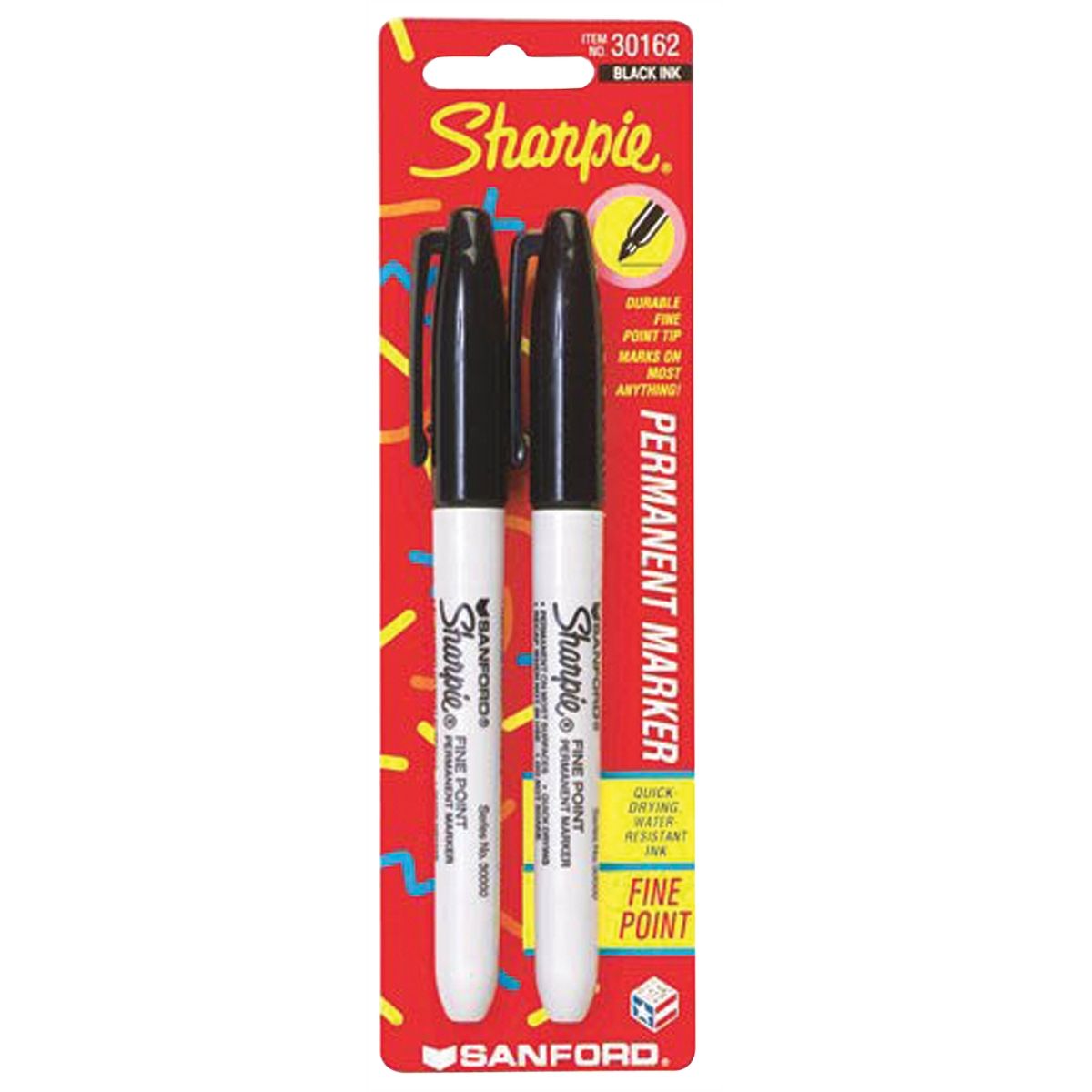 Fine Point Black Permanent Marker - 2/Pk