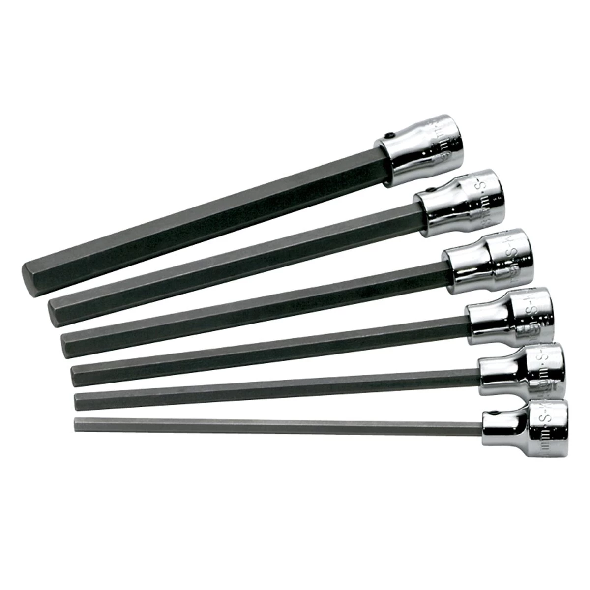 (image for) 3/8 In Drive Metric Long Hex Bit Socket Set - 6-Pc
