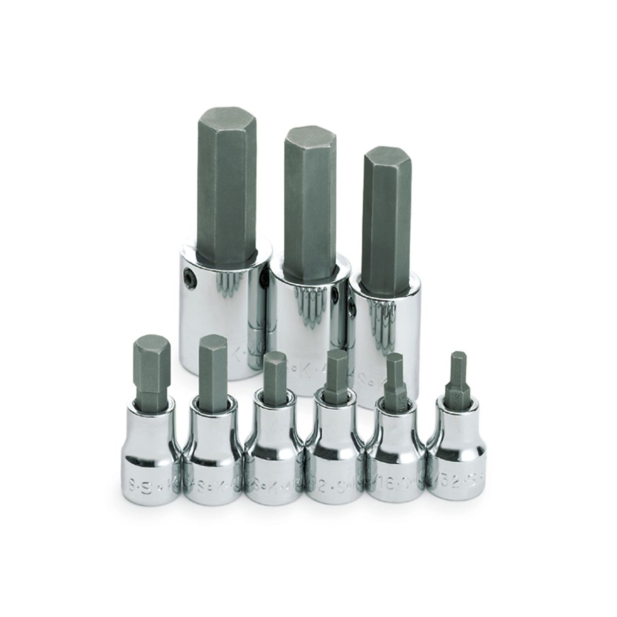 3/8 In & 1/2 In Drive Fractional Hex Bit Socket Se...