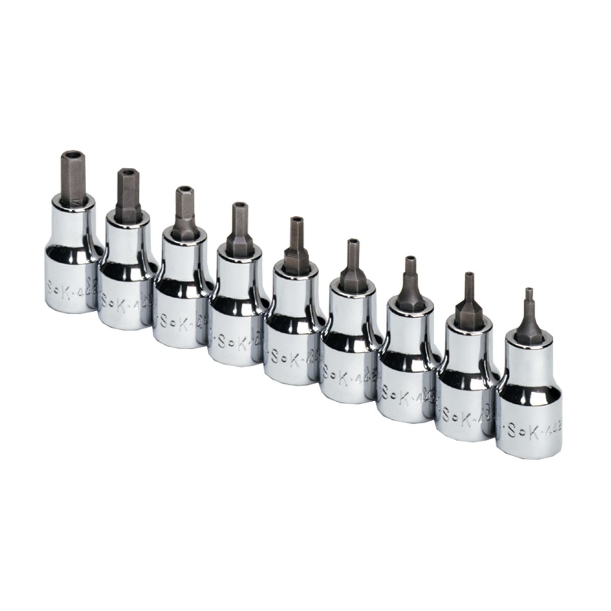 3/8 In Dr Fractional Tamper-Proof Hex Bit Socket Set - 9 -Pc