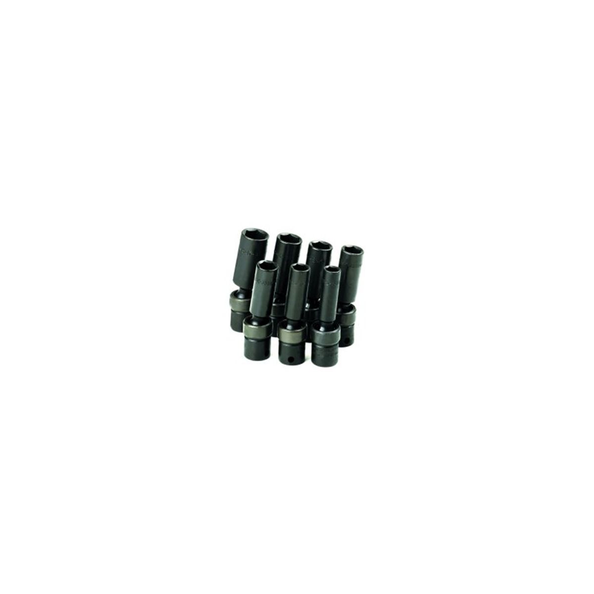 3/8 In Dr 6 Pt Deep Swivel Metric Impact Socket Set - 7 Pc