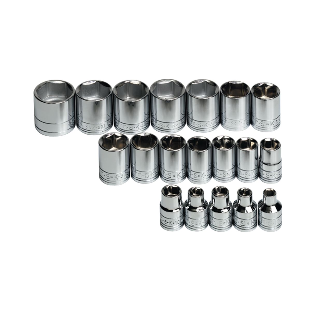 3/8 In Drive 6-Pt Metric Socket Set - 19-Pc