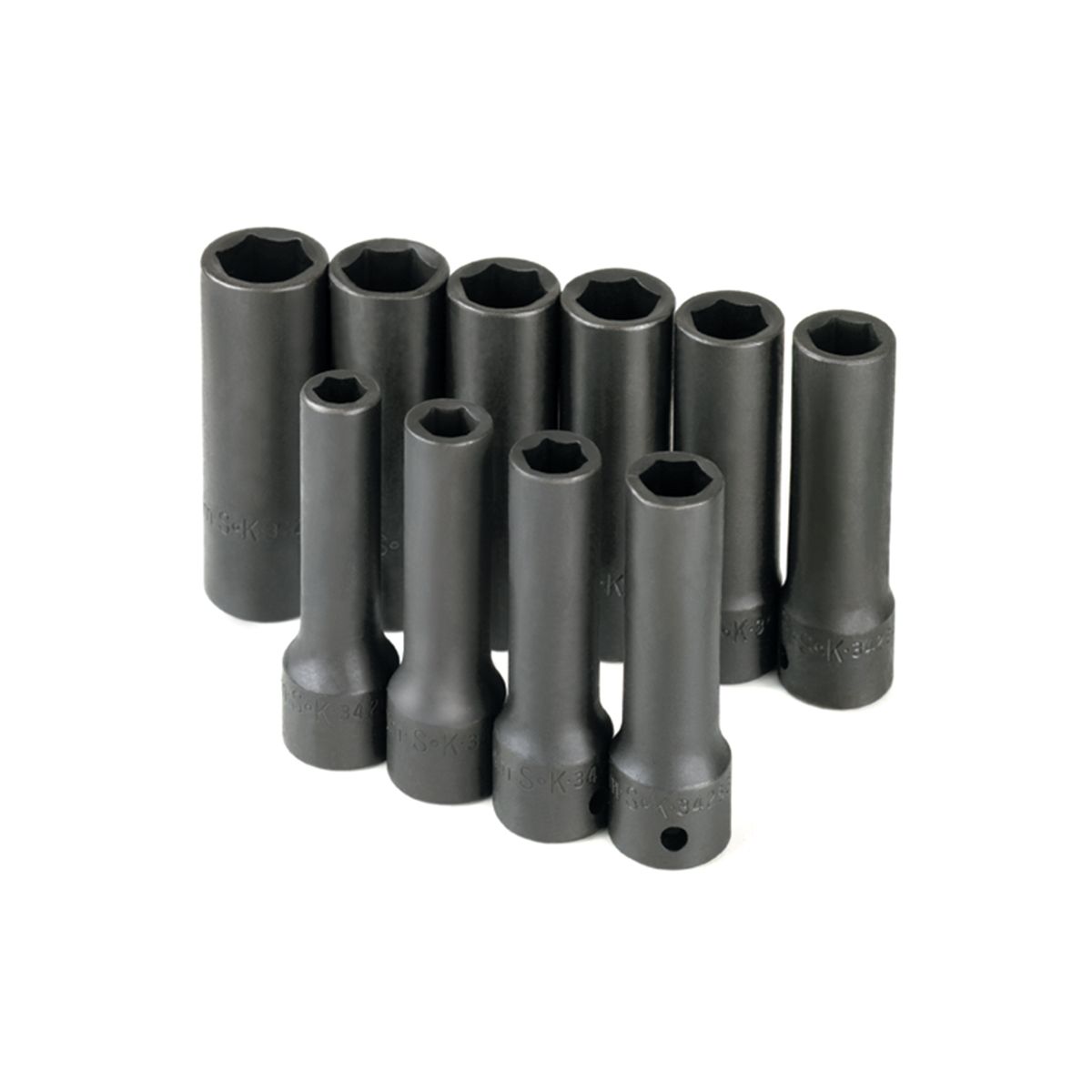 1/2 In Drive 6 Pt Deep Metric Impact Socket Set - 10 Piece