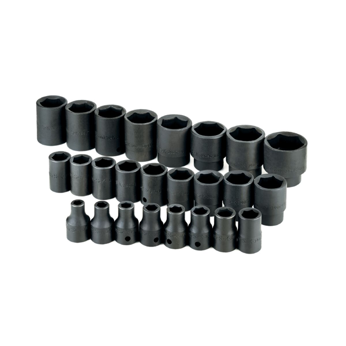 1/2 In Drive 6 Pt Standard Metric Impact Socket Set - 25 Piece