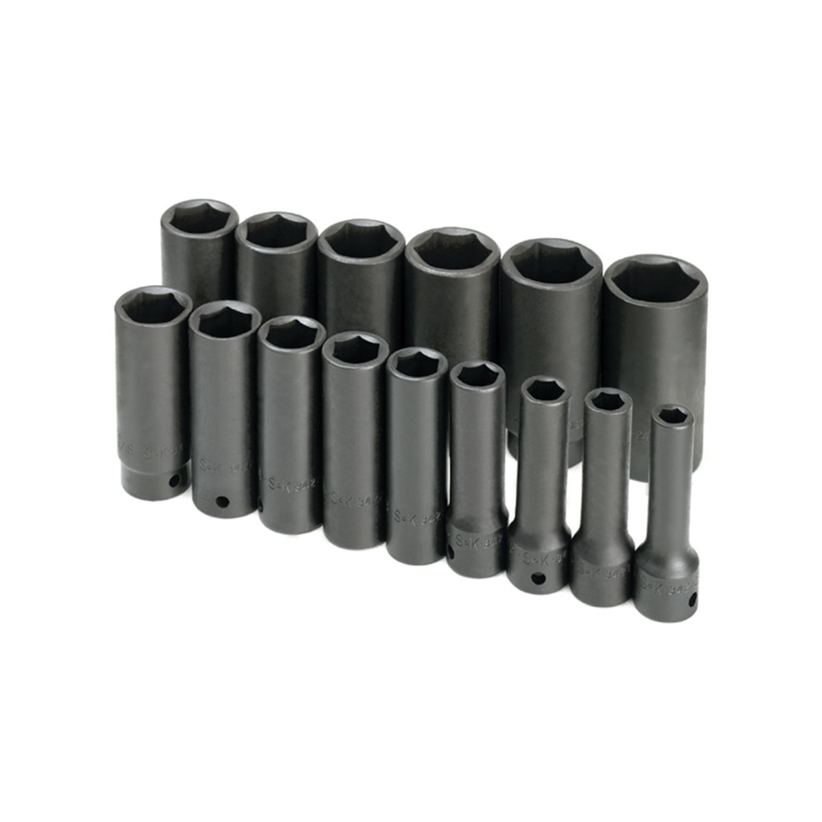 1/2 In Dr 6 Pt Deep Fractional Impact Socket Set - 15-Pc