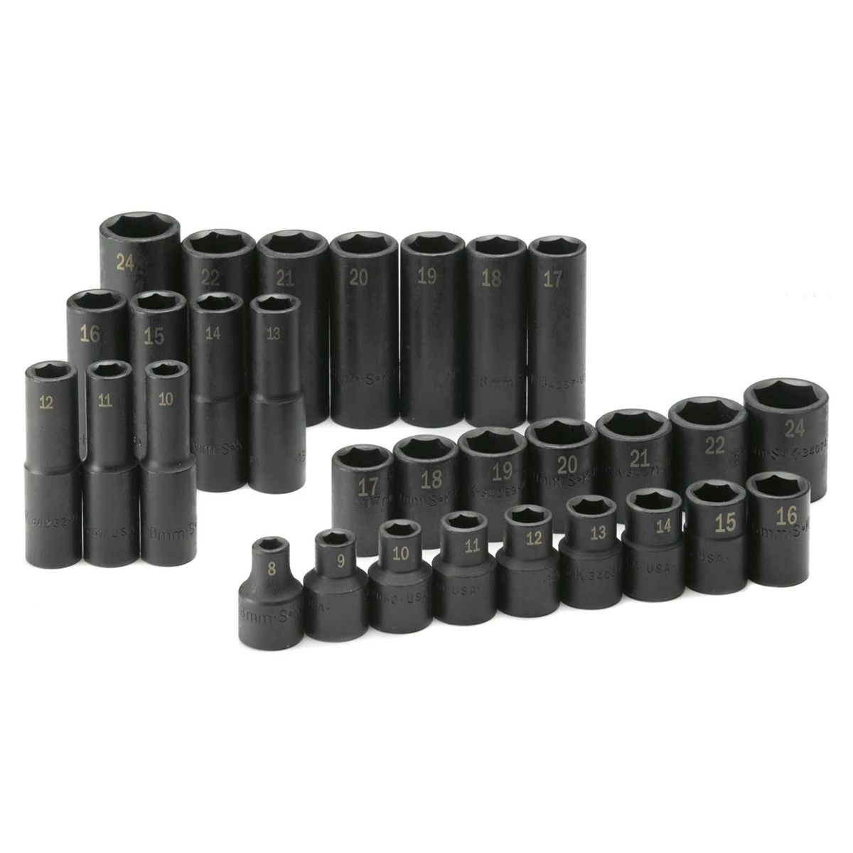 (image for) 1/2 In Dr 30-Pc 6-Pt Metric Impact Socket Set - Std & Deep