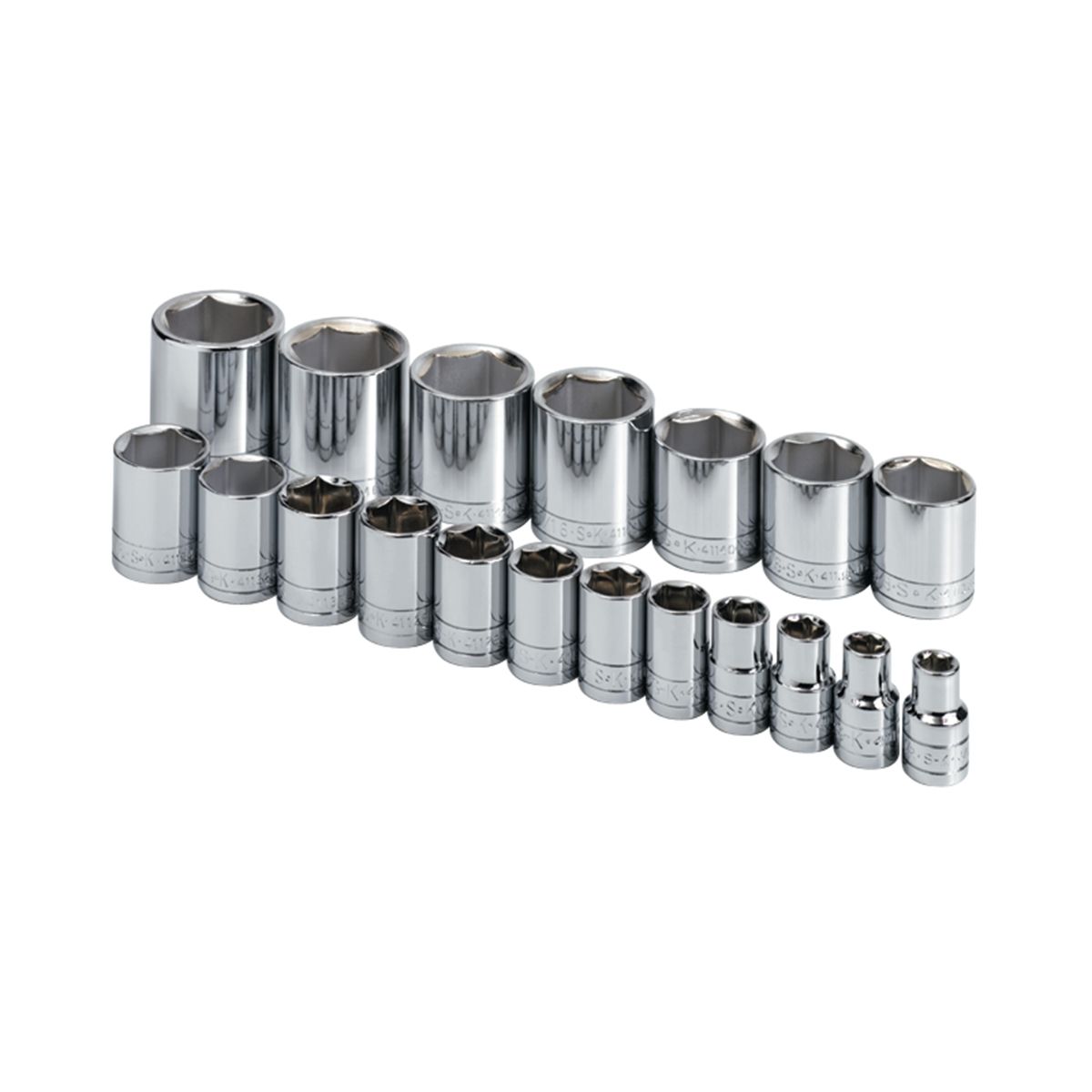 1/2 In Drive 6 Pt Standard Fractional Socket Set - 19 Piece