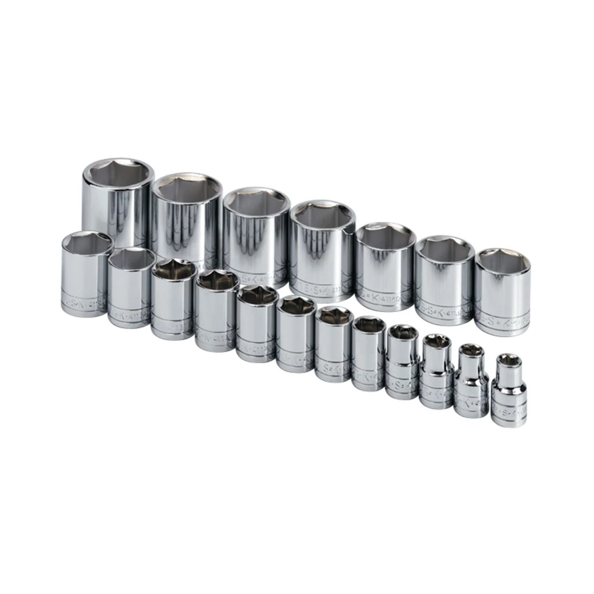 (image for) 1/2 In Drive 6 Pt Standard Fractional Socket Set - 19 Piece