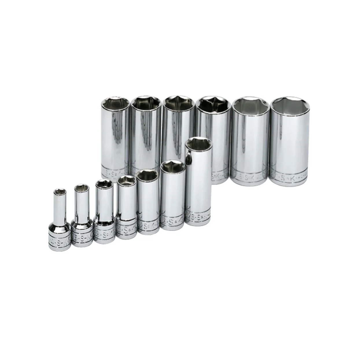 (image for) 3/8 In Drive 6 Pt SAE Deep Socket Set - 13-Pc