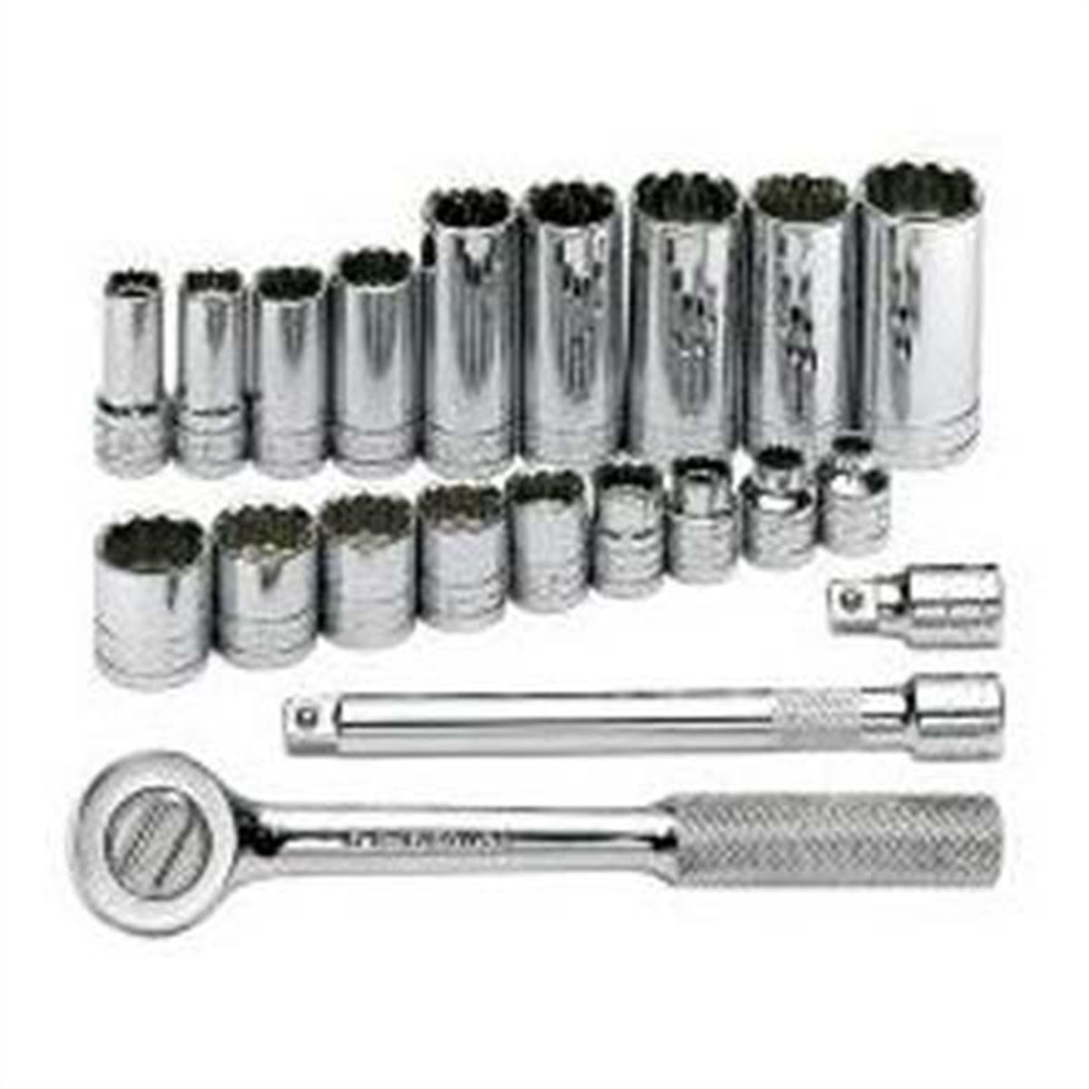 3/8 In Drive 12-Pt Fractional Socket Set w/ Tuff 1(R) Ratchet