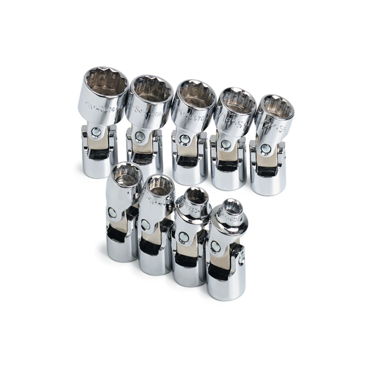 3/8 In Drive 12 Pt Flex Std SAE Socket Set - 9-Pc
