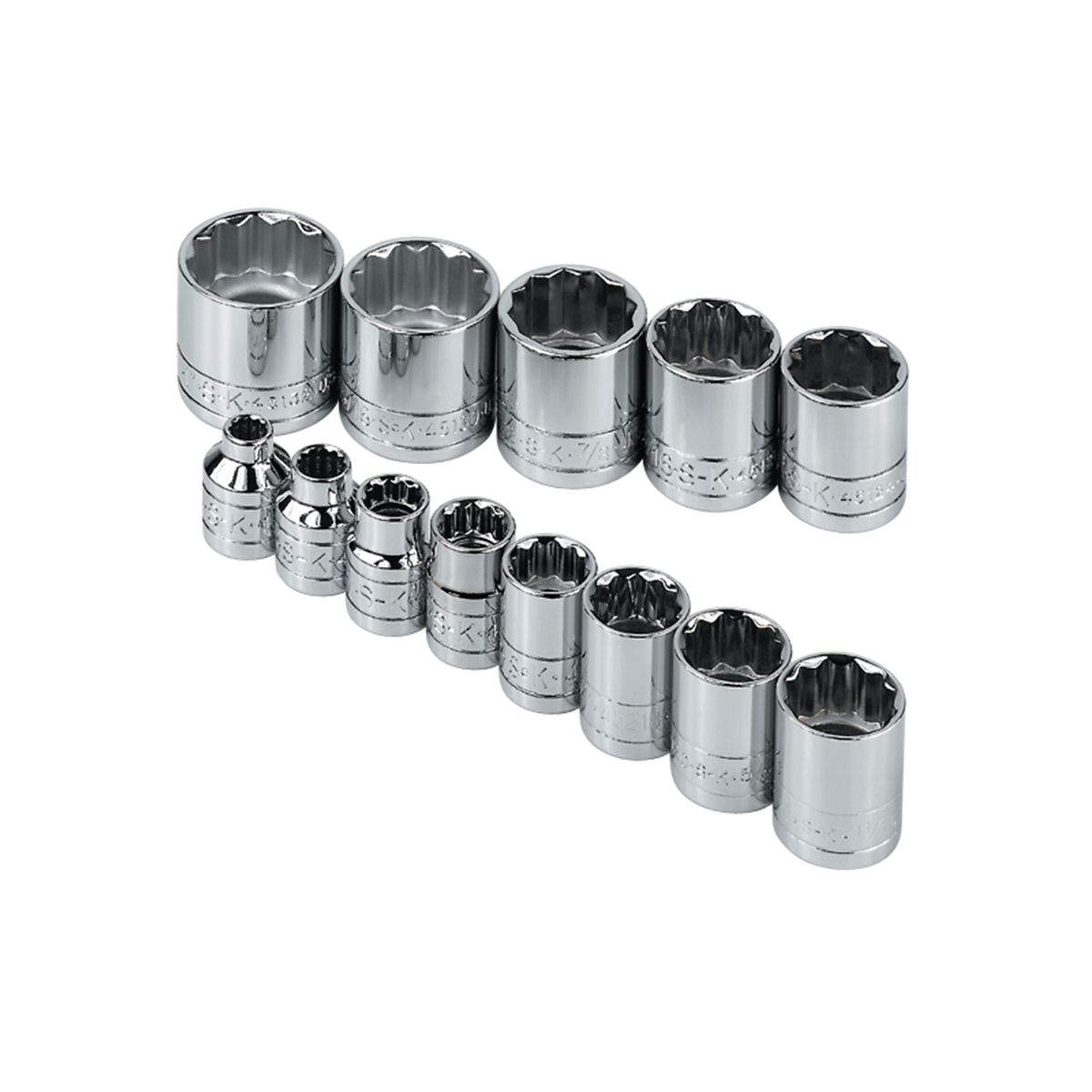 3/8 In Drive 12-Pt SAE Std Socket Set - 13-Pc