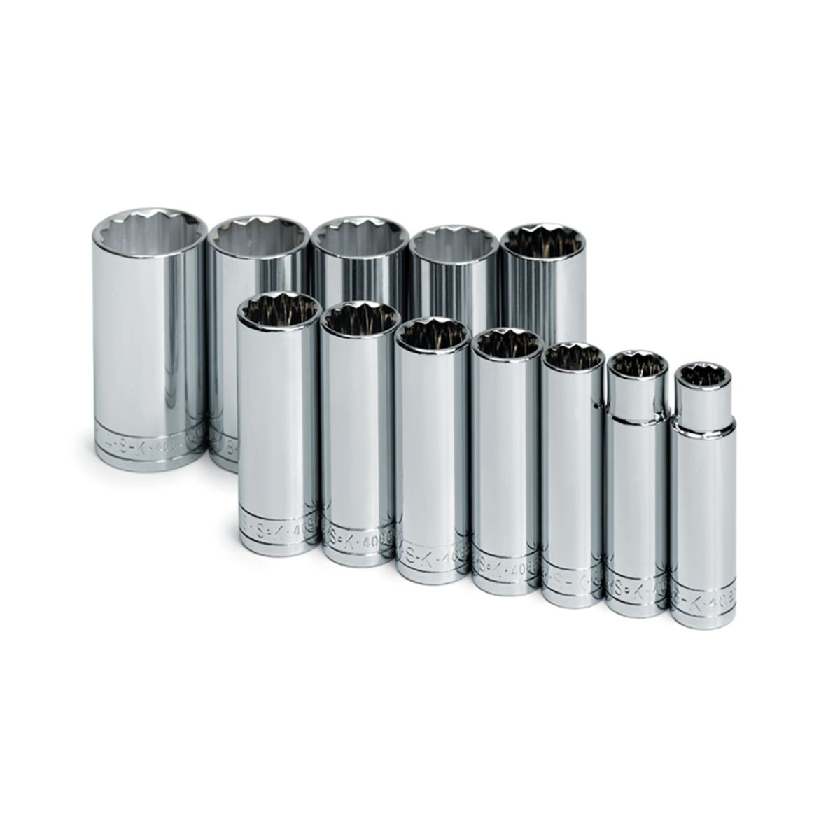 1/2 In Drive 12 Pt SAE Deep Socket Set - 12 Piece