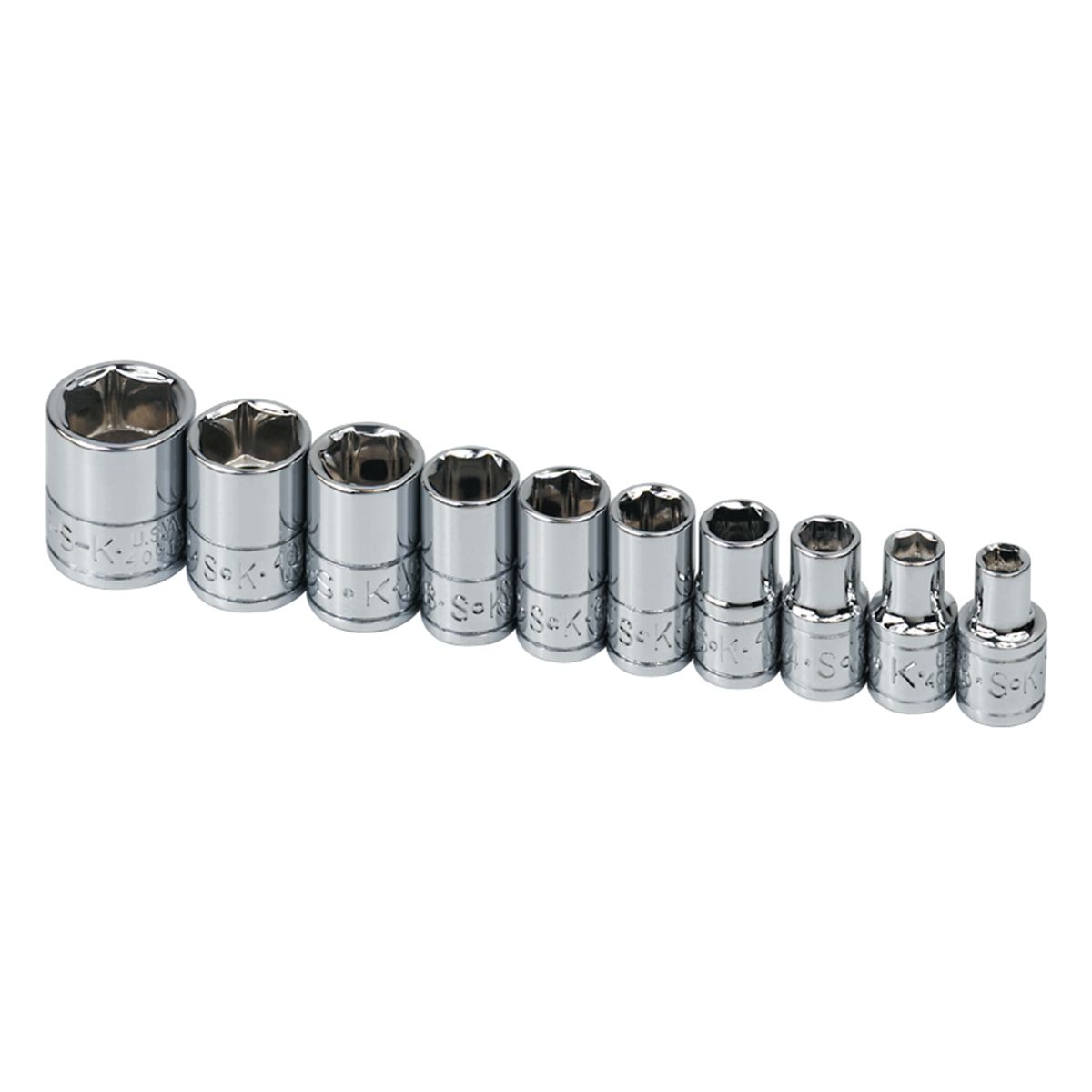 1/4In Drive 6 Pt SAE Standard Socket Set - 10 Piece