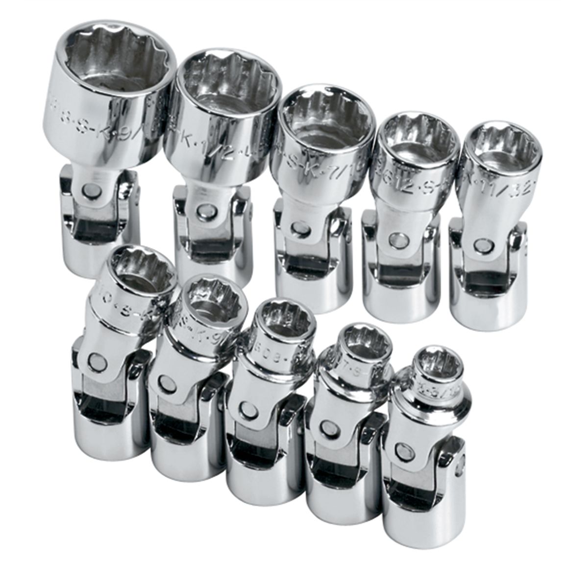 1/4 In Drive 12 Pt Flex Std SAE Socket Set - 10-Pc