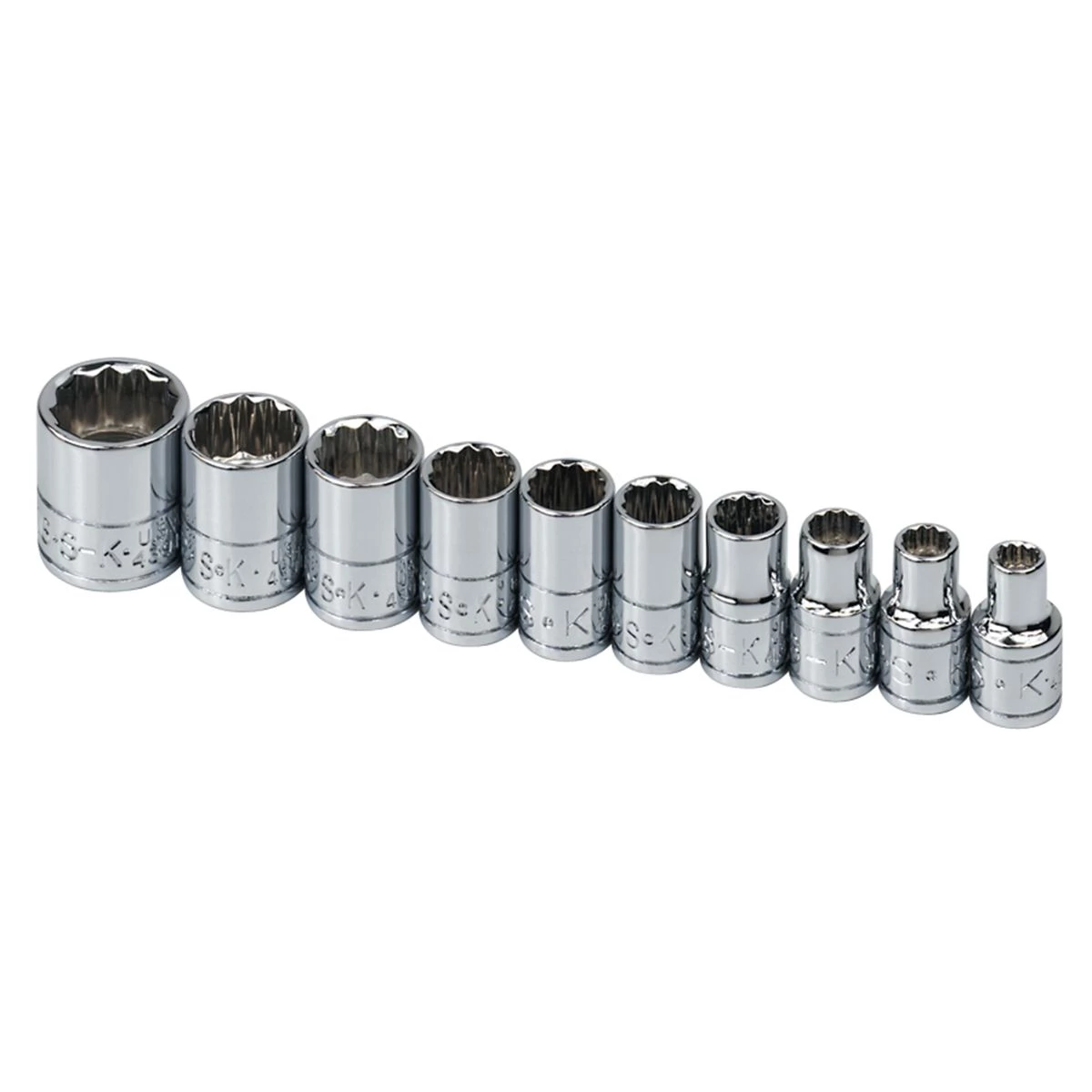 (image for) 1/4 In Drive 12 Pt Standard Fractional Socket Set - 10 Piece